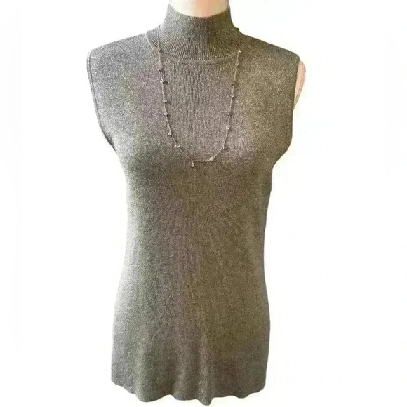 - Chico's silver mock turtleneck sleeveless sweater size 2 - Picture 1 of 6